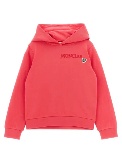 Moncler Kids' Logo Embroidery Hoodie In Pink