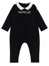 Moncler Blue Babygrow For Baby Boy With Logo In Black