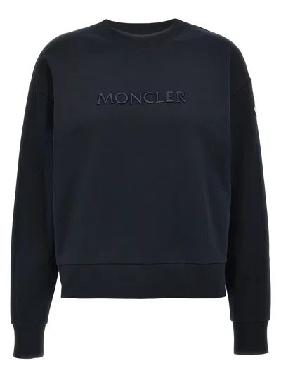 Moncler Logo Embroidery Sweatshirt In Blue