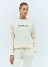 Moncler Womens White Brand-embroidery Round-neck Cotton-jersey Sweatshirt Xs In Cream