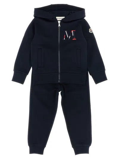 Moncler Kids' Logo Embroidery Sweatshirt + Joggers In Blue