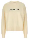 Moncler Embroidered Logo Crew Neck Sweatshirt In White