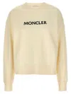 Moncler Embroidered Logo Crew Neck Sweatshirt In White
