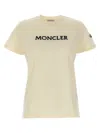 Moncler Beige Logo Embroidery T-shirt In Beige