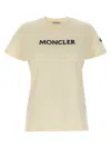 Moncler Beige Logo Embroidery T-shirt In Beige