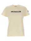 Moncler Beige Logo Embroidery T-shirt In Beige