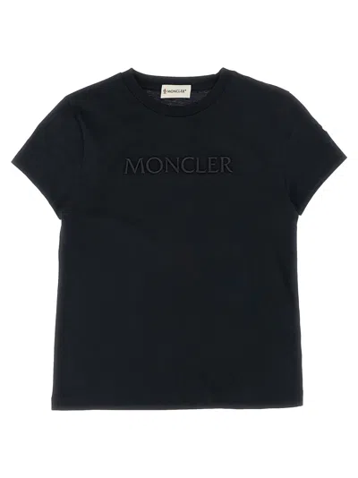 Moncler Kids' Logo Embroidery T-shirt In Black