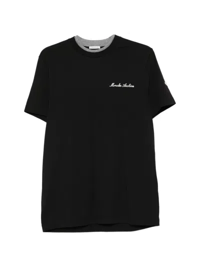 Moncler Logo-embroidery T-shirt In Black