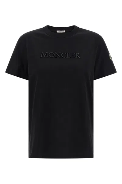 Moncler Logo Embroidery T-shirt In Black