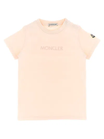 Moncler Babies' Logo Embroidery T-shirt In Nude