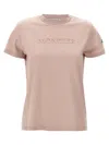 Moncler Logo Embroidery T-shirt In Pink