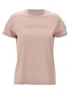 Moncler Logo Embroidery T-shirt In Pink
