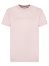 Moncler Nude Cotton T-shirt With Embroidered Logo In Pink