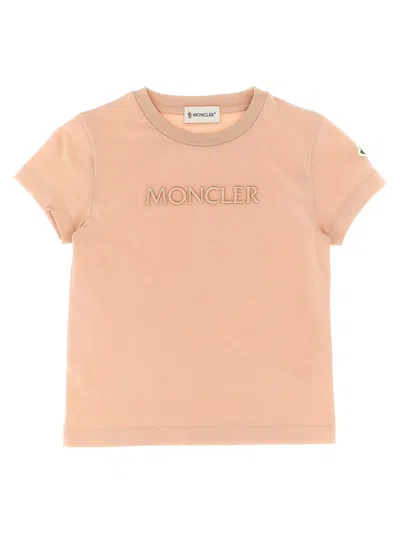 Moncler Kids' Logo Embroidery T-shirt In Orange