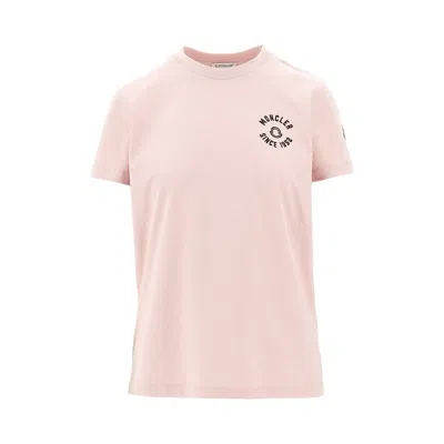 Moncler Logo Embroidered T-shirt In Pink