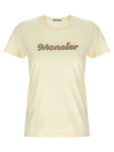 Moncler Logo Embroidery T-shirt In White