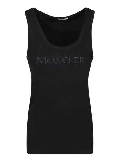 Moncler Logo Embroidery Tank Top In Black