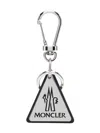 Moncler Logo-engraved Leather Keyring In Silver
