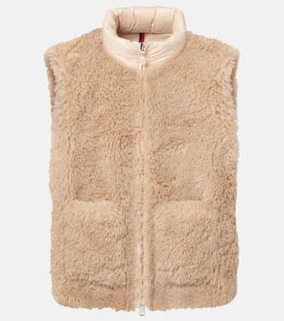 Moncler Logo Faux Fur Down Vest