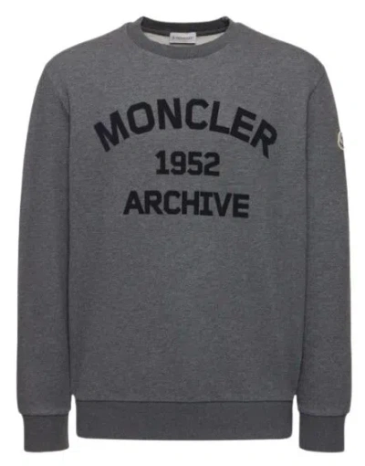 Moncler Logo Light Weight Cotton Sweatshirt In Dark Grey