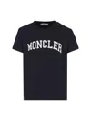 Moncler Logo Flocked Crewneck T-shirt In Blue