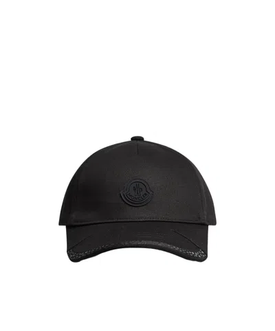 Moncler Logo Gabardine Baseball Cap In Black