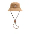 Moncler Logo Patch Drawstring Bucket Hat In Brown