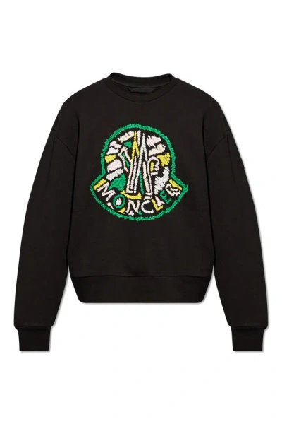 Moncler Logo Graphic Crewneck Sweatshirt In Black