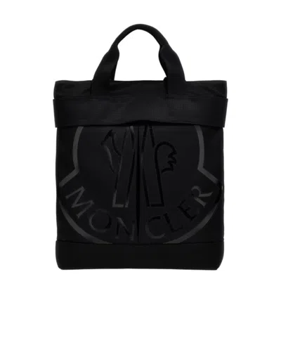 Moncler Logo Handbag In Black