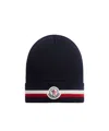 Moncler Tricolour Wool Beanie In Black