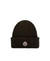 Moncler Logo Patch Beanie In Black