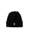 Moncler Logo Patch Wool Beanie In Black