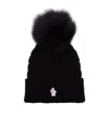 Moncler Wool Hat Featuring Cable Knit And Pom Detail In Black