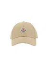 Moncler Beige Baseball Cap With Embroidered Logo In Brown