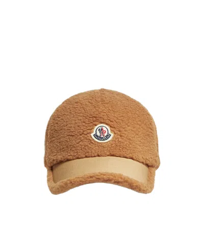 Moncler Logo Hat In Brown