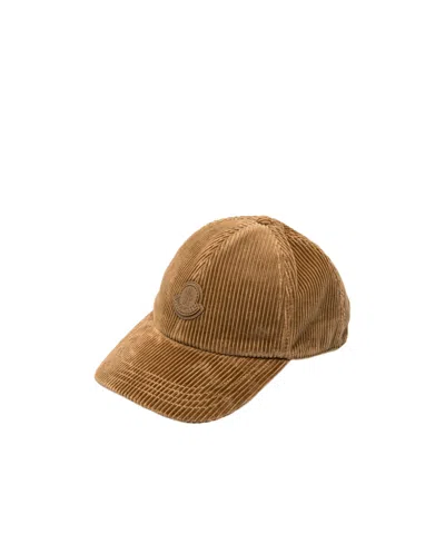 Moncler Logo Hat In Brown