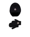 Moncler Logo Hat Glove Set In Black