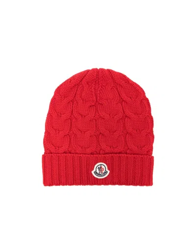 Moncler Logo Hat In Red