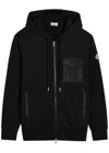 Moncler Logo Hooded Cotton-blend Sweatshirt In Black