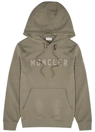 Moncler Logo Hooded Cotton Sweatshirt In Beige