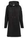 Moncler Stitched Logo Hooded Mini Dress In Black