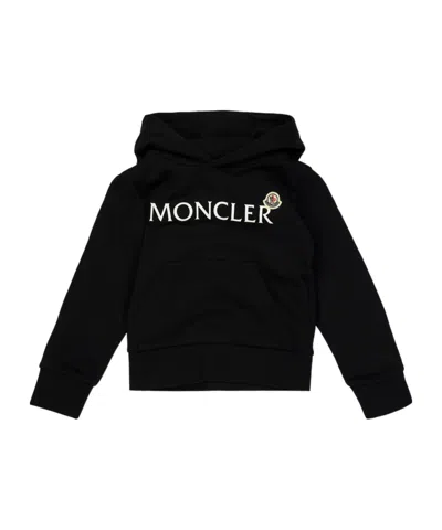 Moncler Kids' Logo Hooded Sweatshirt In Black