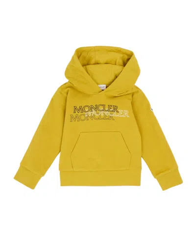Moncler Logo Hooded Sweatshirt In Yellow