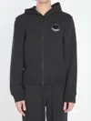 Moncler Hooded Long Sleeve Ribbed Cuffs Cardigan In Black