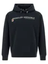 Moncler Grenoble Logo Embroidered Long-sleeved Hoodie In Blue