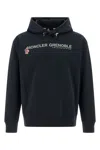 Moncler Grenoble Logo Embroidered Long-sleeved Hoodie In Blue