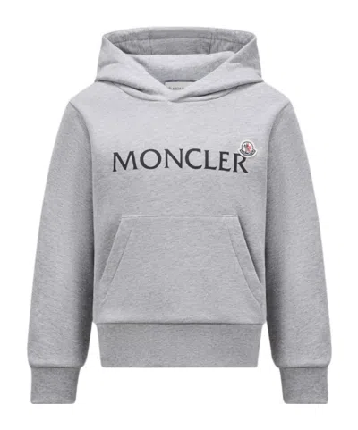Moncler Logo Hoodie In Gray