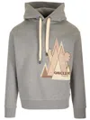 Moncler Cotton Hoodie With Hood And Drawstring In Grey
