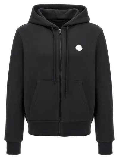 Moncler Logo Hoodie Sweatshirt In Black