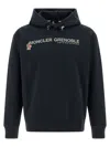 Moncler Grenoble Logo Embroidered Long-sleeved Hoodie In Black